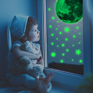 Glow in the dark 12pc Stars 1pc Moon Bedroom Kids Decor Galaxy Wall Art Stickers